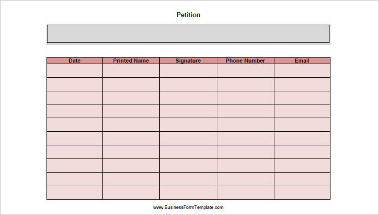 Printable Petition Template Excel