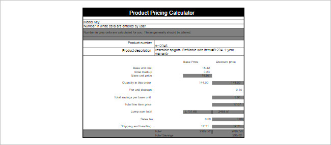 Product Pricing Calculator Template