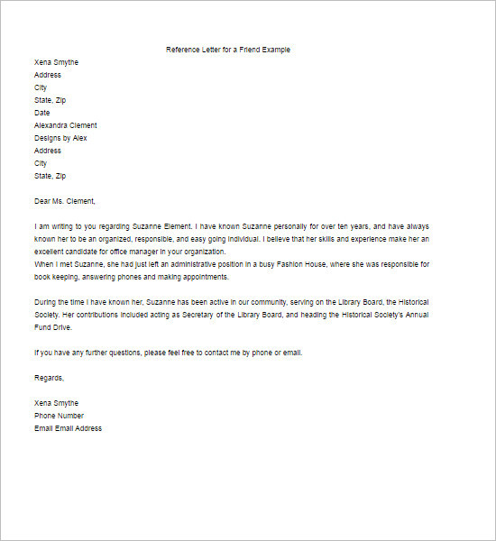 Recommendation Letter For A Friend For A Job Word Doc