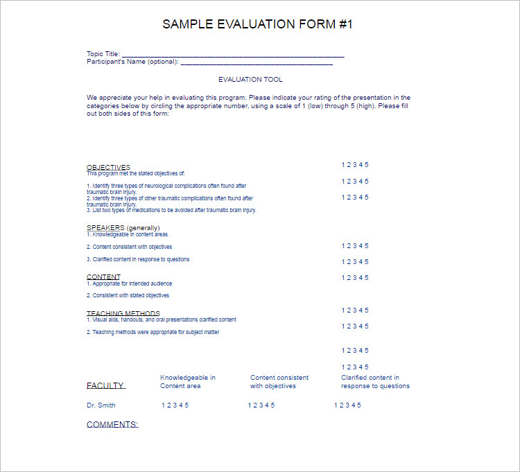 Sample Evalution Program template