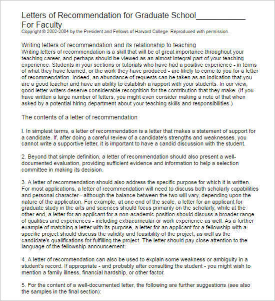 Sample Letter of Recommendation for Graduate School from Employer
