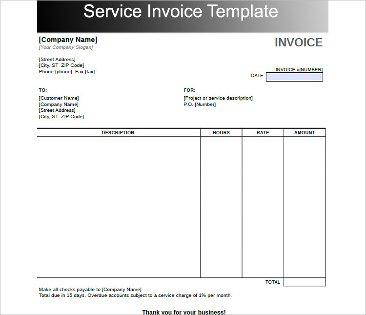 Service Invoice Template Excel Word