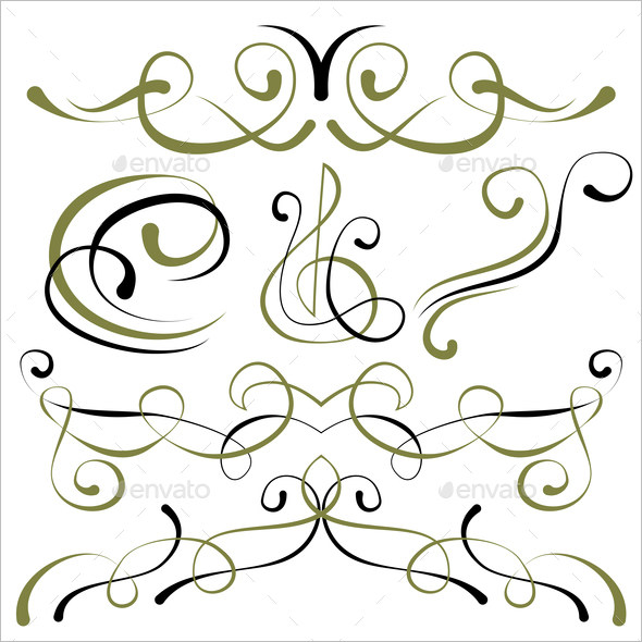 Set of Calligraphic Elements for Design images
