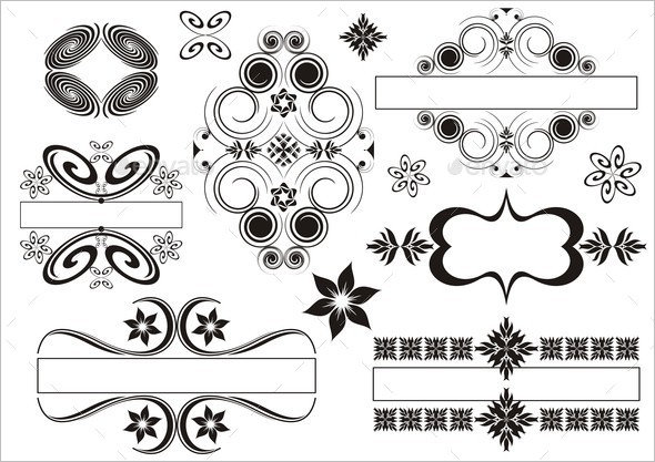 Set of vintage emblems made of calligraphic elements