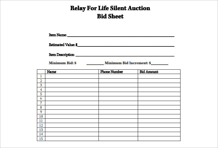 12+ Silent Auction Bid Sheet Templates Free Word, Excel, PDF Formats