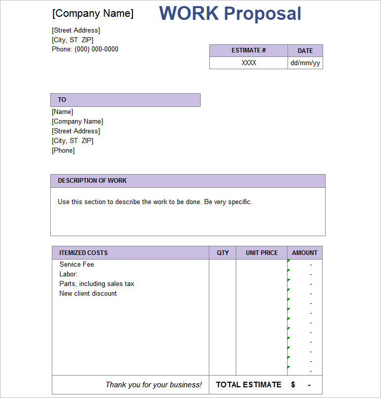 Simple Job Proposal template Doc