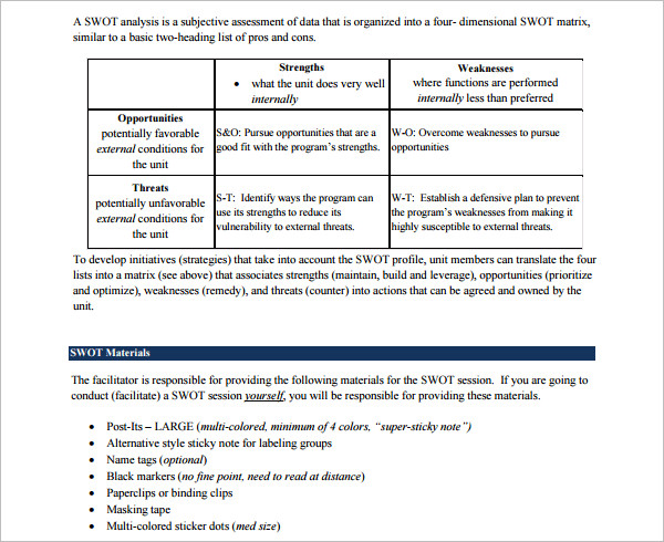 Swot Analysis PDF Document Template