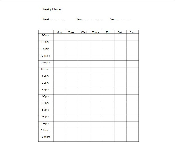 Weekly Planner Template Word Document