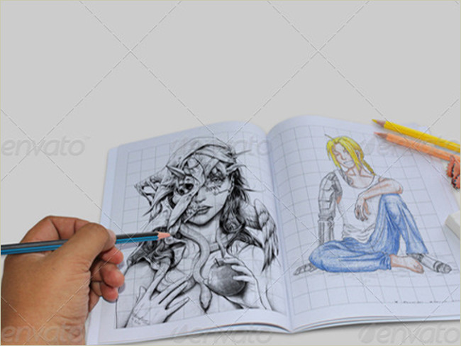 hand drawing sketch book mockup