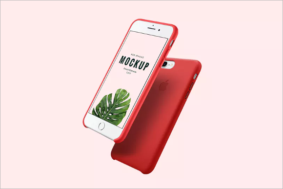 iPhone Red Mockup Design