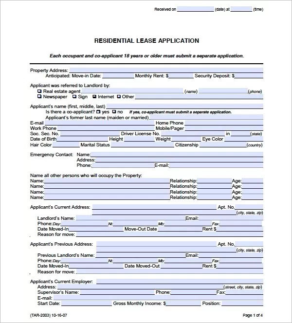 Credit Check Application Form Template