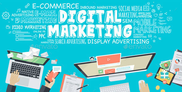 Flat Design Illustration Concept for Digital Marketing