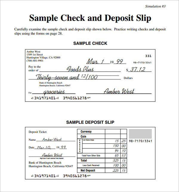 Free Blank Deposit Check Template in PDF