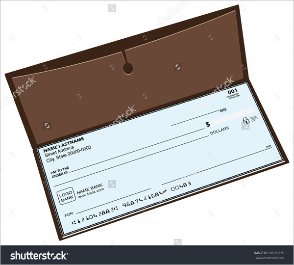 Leather checkbook with a pocket for storing copies of checks