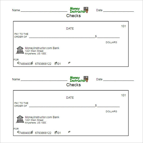 Printable Blank Check Template Pdf Format