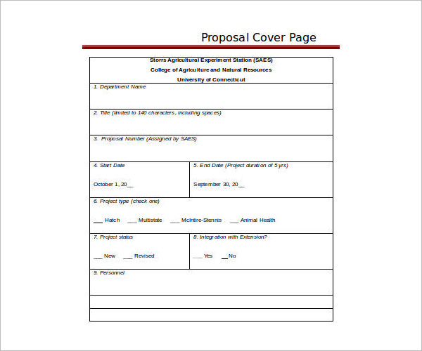 Proposal Cover Page Template Page