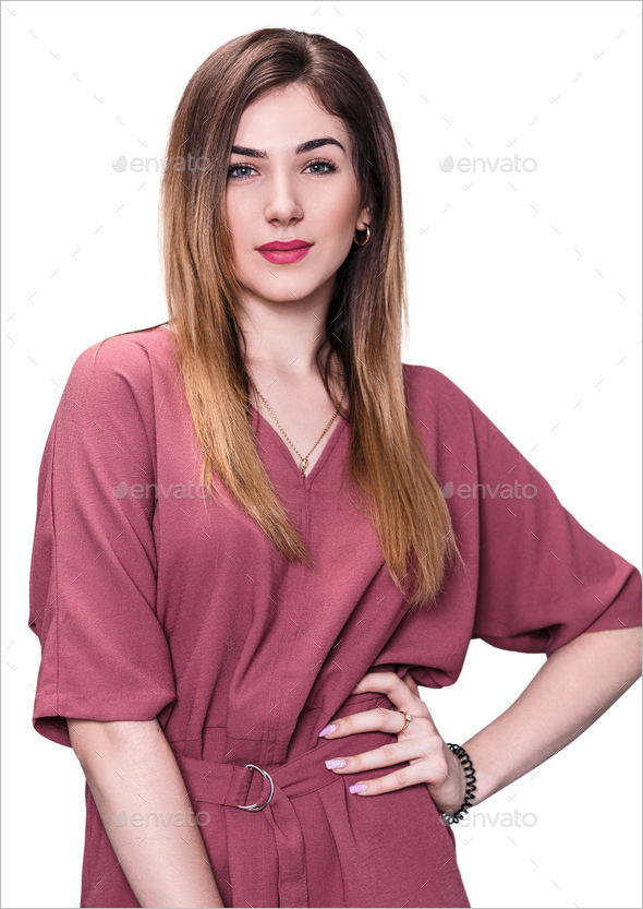 Smiling young beautiful woman isolated on white background