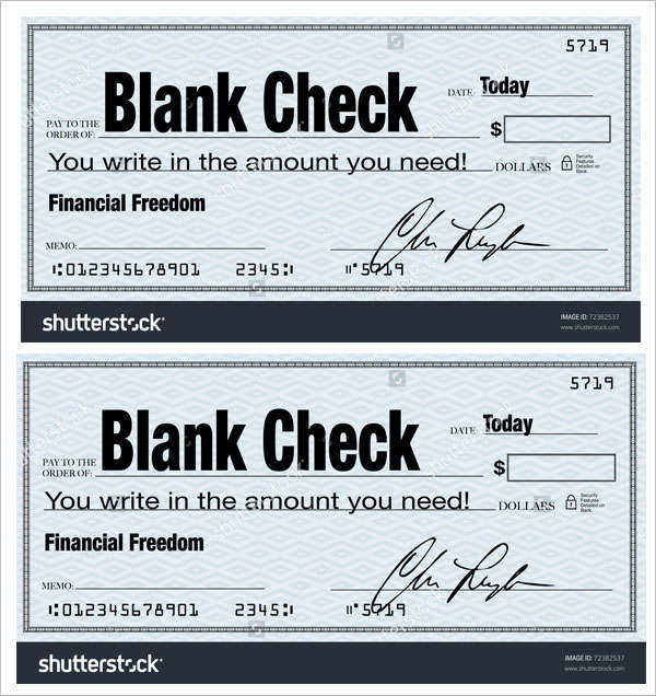 The words Blank Check representing financial freedom