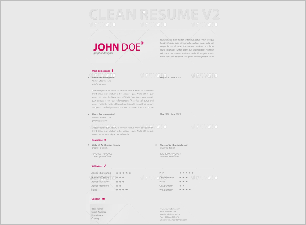 Clean Resume Word Form Template