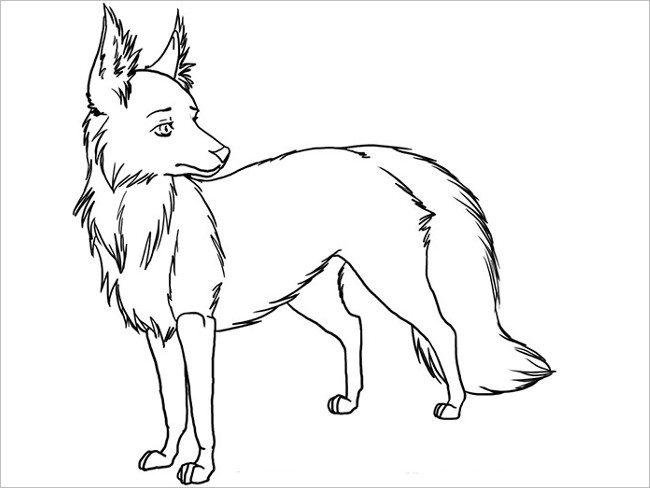 Coloring Page Fox Template Design