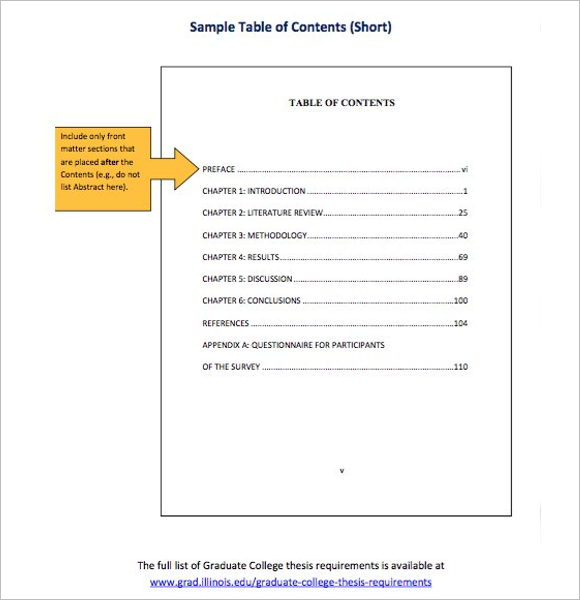 Cool Table Of Content Template