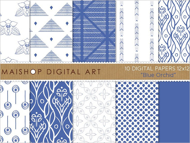 Digital Plain Papers Blue Orchid Design