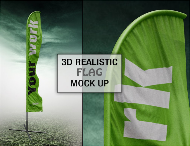 Fabric Flag Mockup PSD