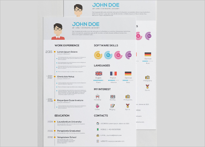 Flat Free Resume Template Form