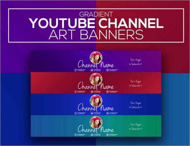 Gradient Youtube Channel Banners Template