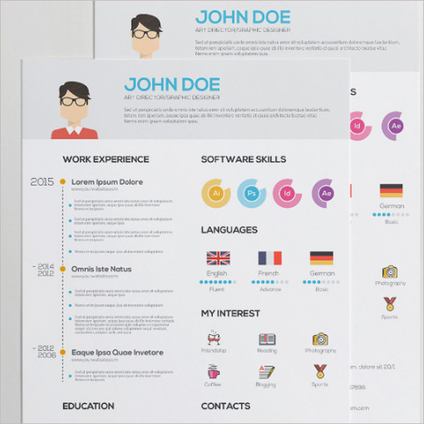 Main Resume with Infographics AI Illustrator Download