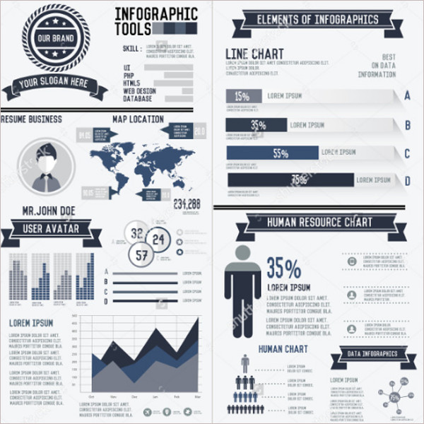 Multi-Corporate Infographic Resume Elements Data Template