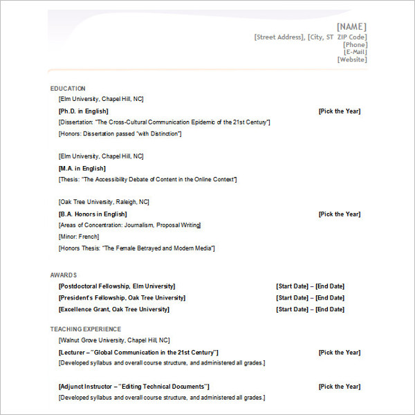 New Ms Office Word 2007 Resume Template