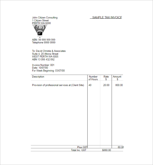 Sample Tax Invoice Excel Template