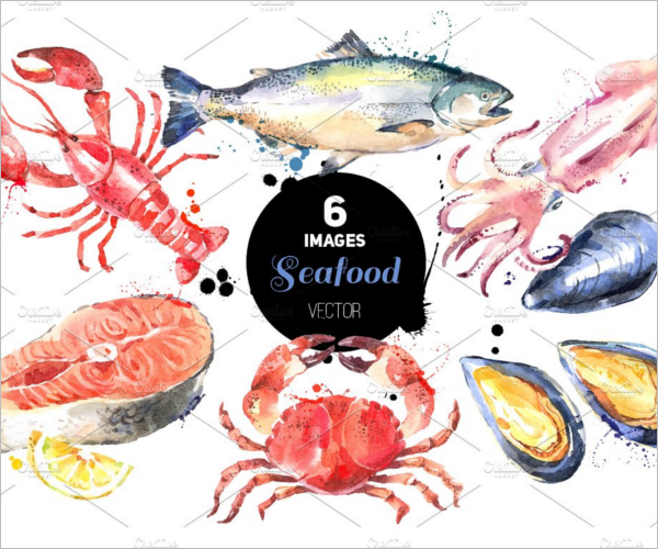 Seafood Watercolour Sketch