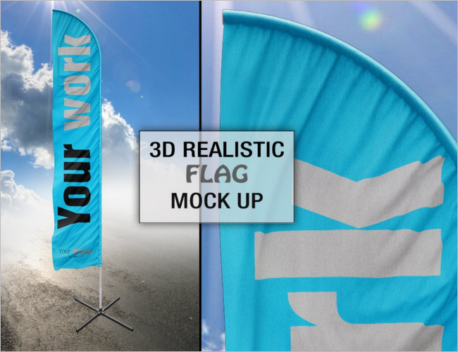 Street Flag Mock up PSD