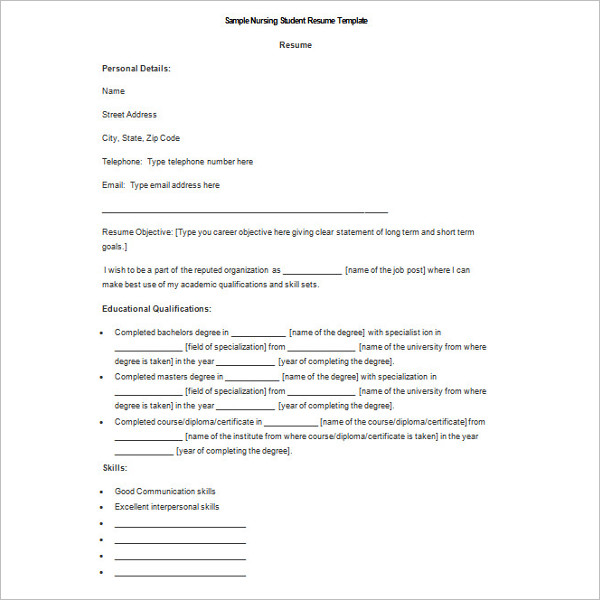 Student Resume Template Microsoft Word DOC