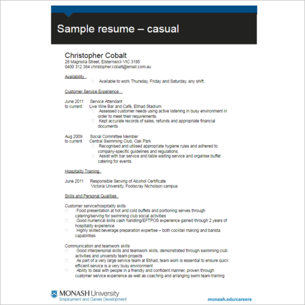 Work Resume Excel PDF Template