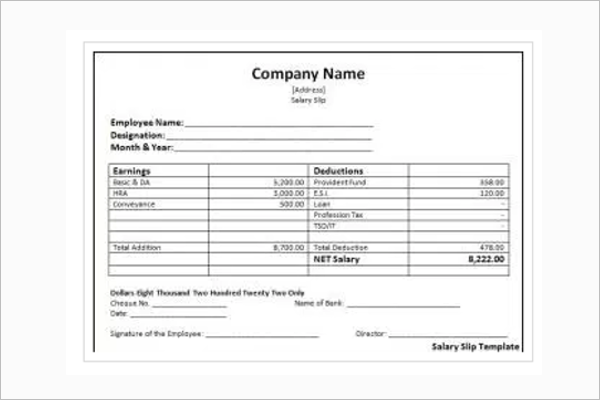 company salary slips template