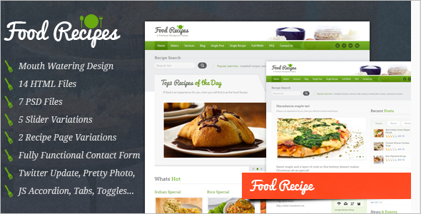 Food Blogs Web Slider Template
