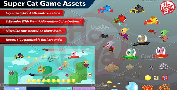 Game Assets Design Super Cat Theme