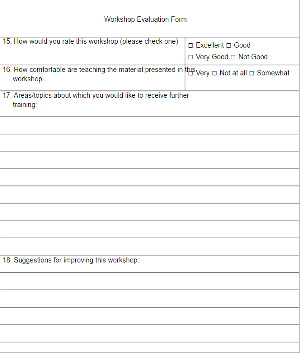 3 Workshop Evaluation Form