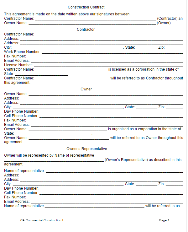 4 Construction Service Agreement Template