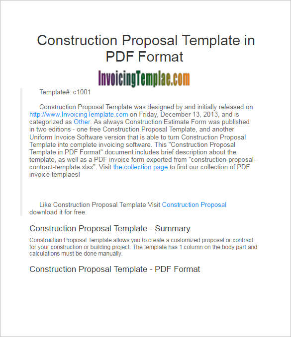 Editable Construction Proposal Template