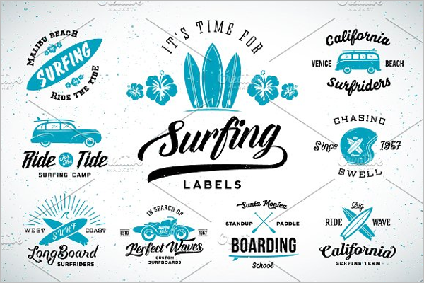 Vintage Surfing Logos Set Design