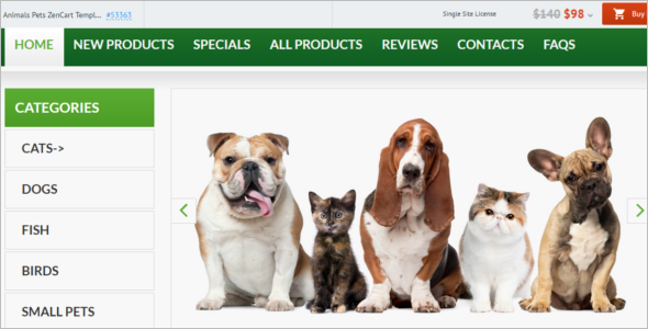 Animals Pets ZenCart Template