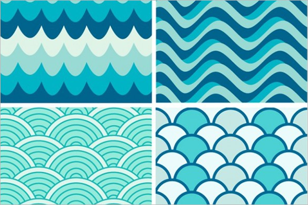 Blue Waves Retro Patterns