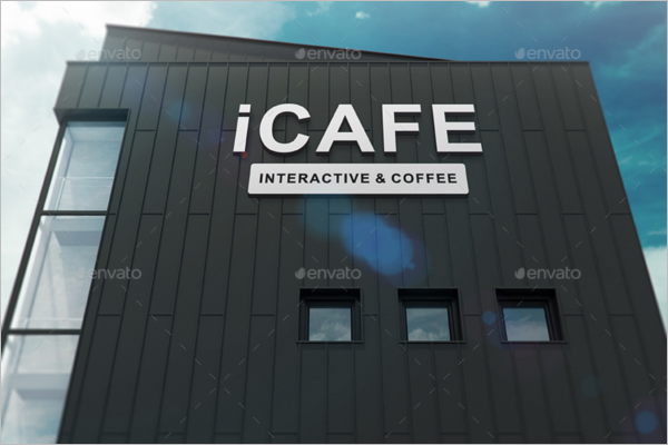 Cafe Coffee Wall Logo Mockup