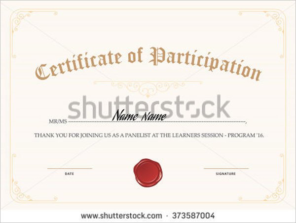 Certificate Of Participation Design