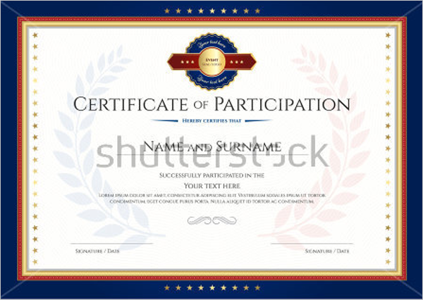 Certification Of Participation Template Editable