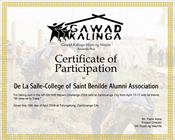College Participation Certificate